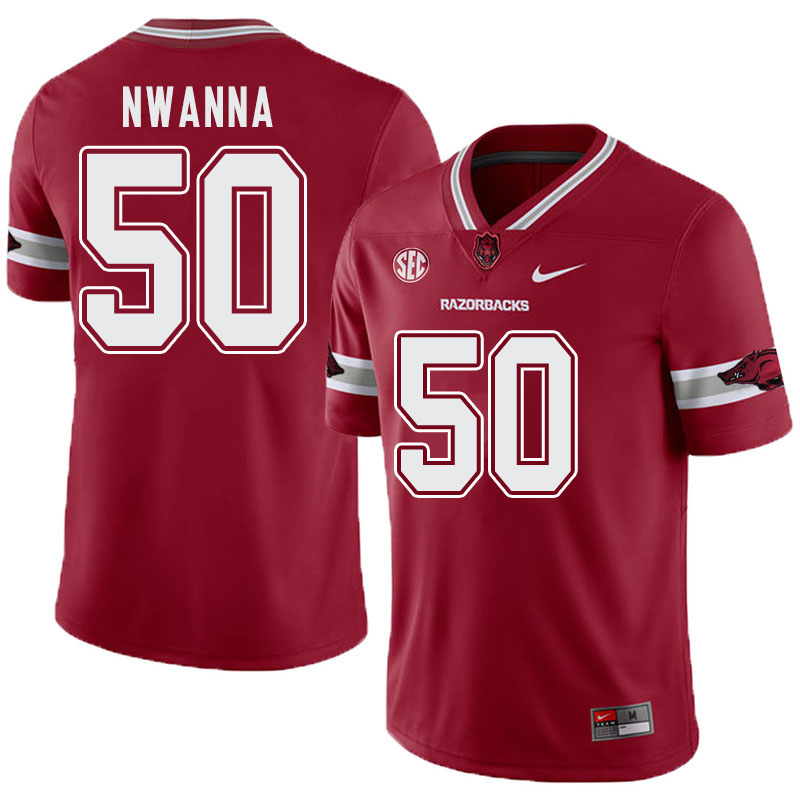 Men #50 Chibueze Nwanna Arkansas Razorbacks College Football Alternate Jerseys-Cardinal